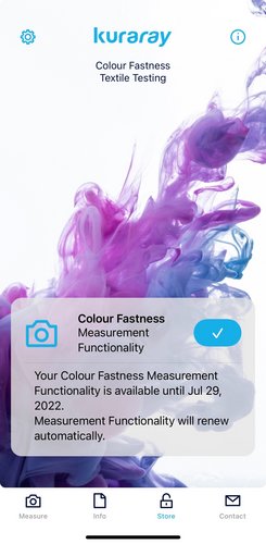 An annual subscription to this Kuraray app turns an iPhone into a tool to measure the colour fastness of materials. (Source: Kuraray)