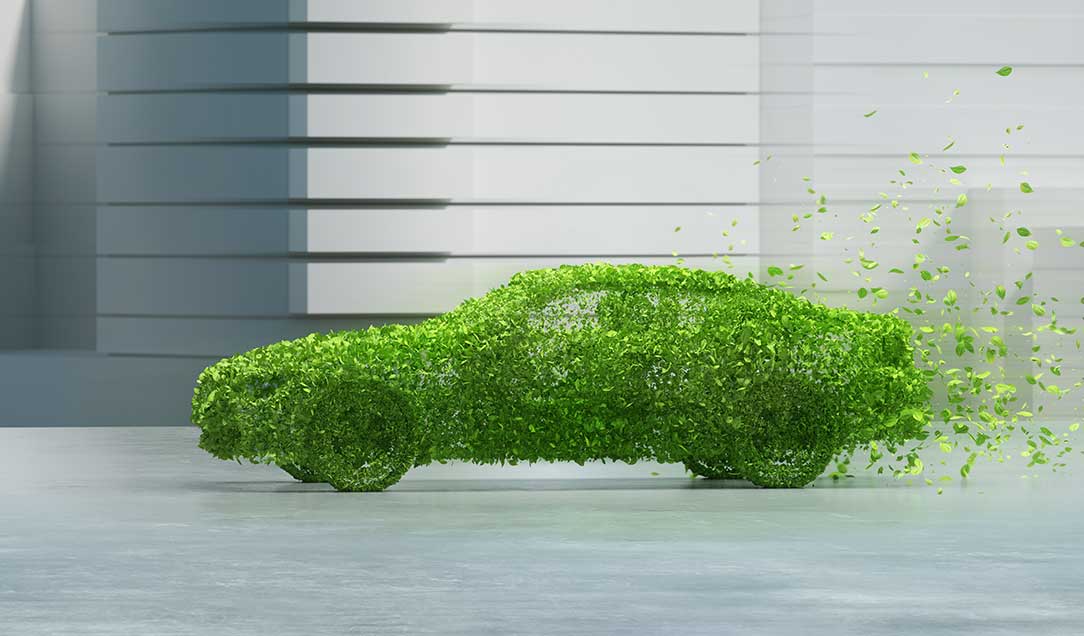 Car made of green leaves